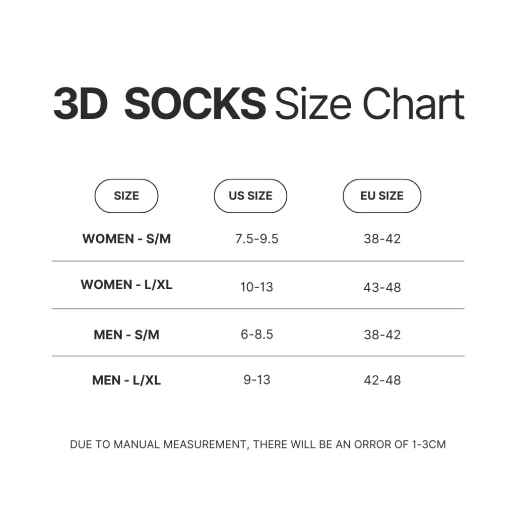 3D Socks Size Chart - Haikyuu Store