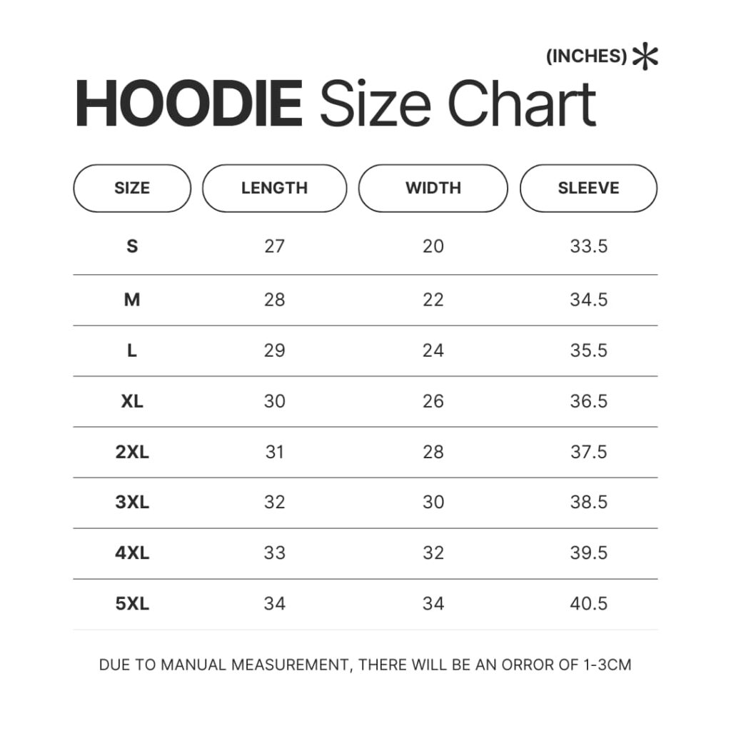 Hoodie Size Chart - Haikyuu Store